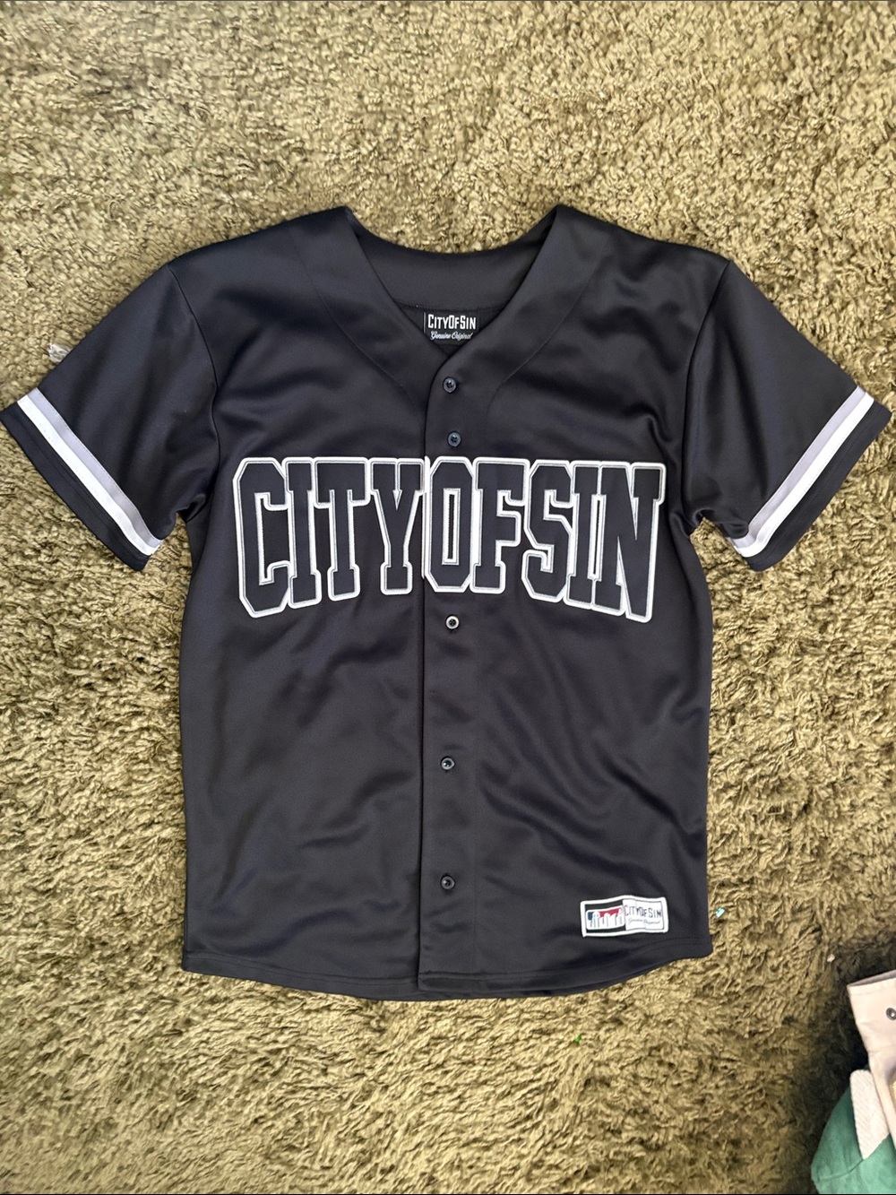 CITYOFSIN Black Baseball Button-Up Jersey authentic original